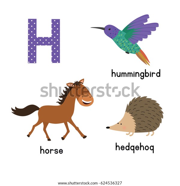 Letter H Cartoon Alphabet Children Vector Stock Vector (royalty Free 