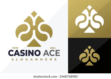 Letter H Casino Ace logo design vector symbol icon illustration