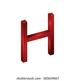 Letter H character in a realistic 3D icon style Vector Illustration isolated on white background. Letter notation symbol of the alphabet, ABC for your projects.