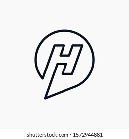 letter H chat with bubble line logo. talk logo vector modern illustration graphic abstract template. minimalist Chat concept Logo Template. Communication icon vector, social media icon - VECTOR