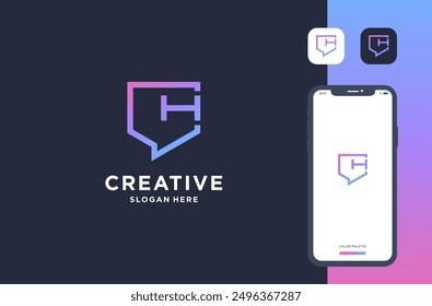 letter h with chat logo design