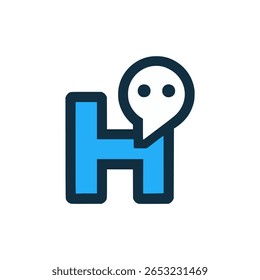 letter H chat message mobile app logo vector illustration template design