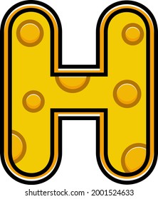 letter H cheese cartoon vector