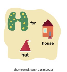 Letter H for children alphabet. Beautiful flat illustration.
