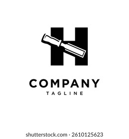Letter H Chisel Logo Icon Vector