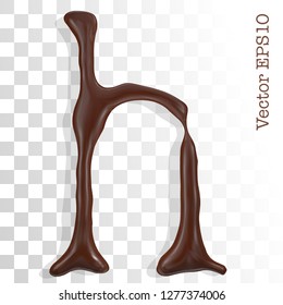 Letter h from chocolate droplets. Vector EPS 10.