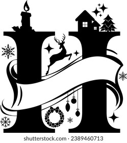 Buchstabe H, weihnachtliche Split Alphabet, Weihnachtscreme, Weihnachtsbriefe