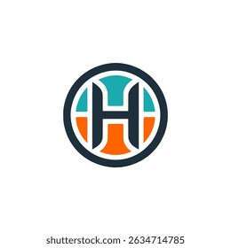 letter H circle company business logo vector illustration template design