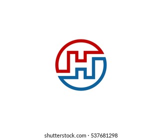 Letter H Circle Line Logo Design Template Element