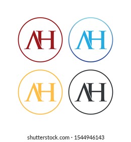 letter A and H in circle logo SET vector