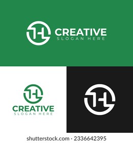letter h + circle monogram logo design, simple vector logo design fit for your brand, business, etc