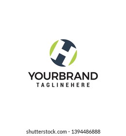 letter h Circle shape symbol logo technology design concept template vector