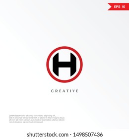 Letter H with circle space logo design. Creative minimalism logotype icon symbol. eps10