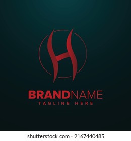 Letra H con diseño de logotipo de espacio circular. Símbolos de iconos del logotipo del minimalismo creativo
