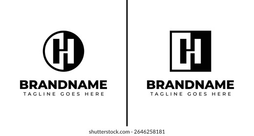 Letter H Circle and Square Logo, symbolizing balance, unity, and modern design