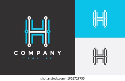 letter H circle tech logo	