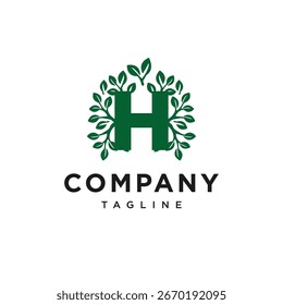 Letra H Círculo Árbol Logotipo Icono Vector