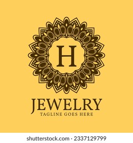 letter H circular vintage border initial vector logo design