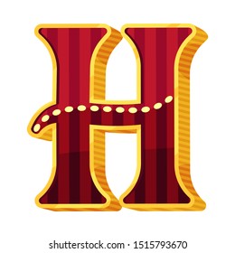 Letter H in circus style. Vector illustration on a white background.
