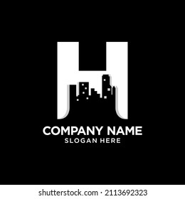 Letter H City Building Logo Design Template Inspiration, Vector Illustration.