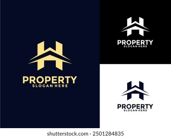 Letter H with City Building logo icon design vector, Property Logo design template inspiration