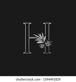 Letter H Classic Silver Vintage  logo icon. Vector logo design concept classic vintage  nature leaves  with letter logo silver color.