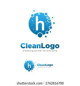 letter H clean wash water bubbles symbol logo vector