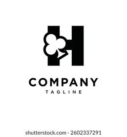 Letter H Club Playing Card logo icon vector