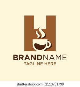 Letter H Coffee Cup, Tea, Chocolate, Logo Design Template Inspiration, Vector Illustration.