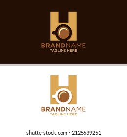 Letter H Coffee Cup, Tea, Chocolate, Logo Design Template Inspiration, Vector Illustration.