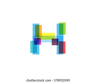 Letter H Colorful Overlay Irregular Break Shape Vector Logo Design Element