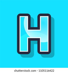 Letter H colorful pixel art alphabet typeface with shadow. vector typography design. 