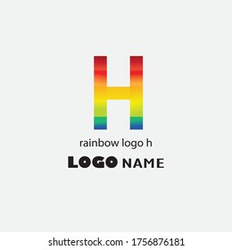 letter h colorful rainbow illustration simple logo design vector
