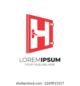 Letter H Combined With Door Logo Design Vector Illustration