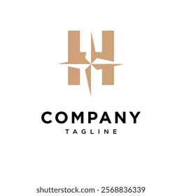 Letter H Compass Logo Icon Vector