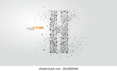 Der Buchstabe H besteht aus Teilchen auf grauem Hintergrund. Abstraktes Vektorschriftmaterial.
