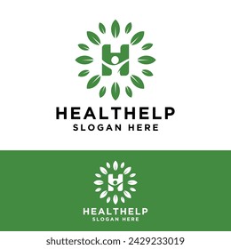 letra h concepto naturaleza ayuda cuidado de la salud logo diseño vector ilustración