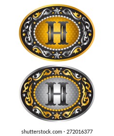 Letter H - Cowboy belt buckle - Alphabet vector design
