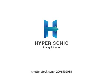 Letter H creative 3d technological arrow modern logo	
