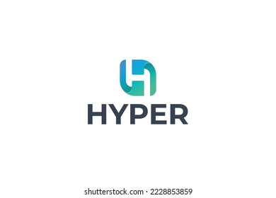 Letter H creative 3d technological green colour modern business logo