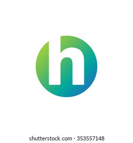 letter h creative circle icon logo blue green