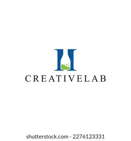letter h creative laboratory logo design graphic vector illustration