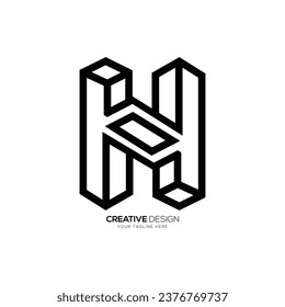 Letter H with creative line art 3d style modern unique monogram typography logo