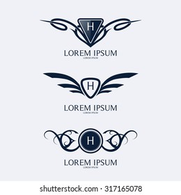 Letter H crest logo. Alphabet vector logotype design.