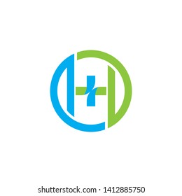 letter h with cross  logo design template.healthcare and medical symbol