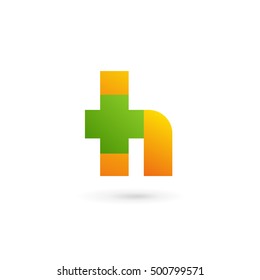 Letter H cross plus logo icon design template elements