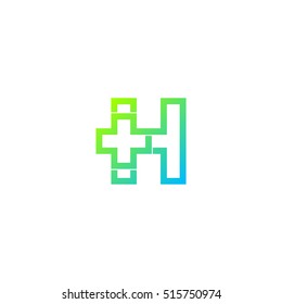 Letter H cross plus logo,Medical health care hospital Logotype