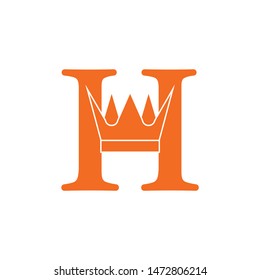 letter h crown flat geometric logo vector