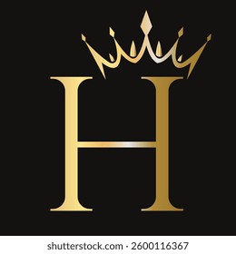 Letter H Crown Logo Concept For Fashion and Beauty Symbol Vector Template