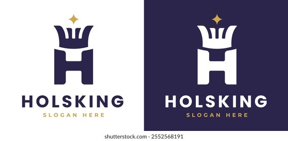 Letra H con el concepto de diseño de logotipo de la corona. Inicial H con Monograma Elegante Símbolo Monarca con Símbolo Real para Lujo y Premium Branding. Ilustración vectorial de Logo de Alfabeto H